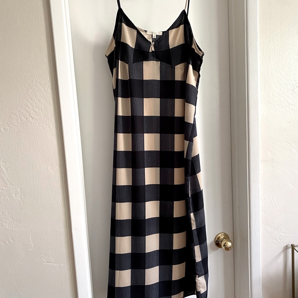 Navy check midi tank dress